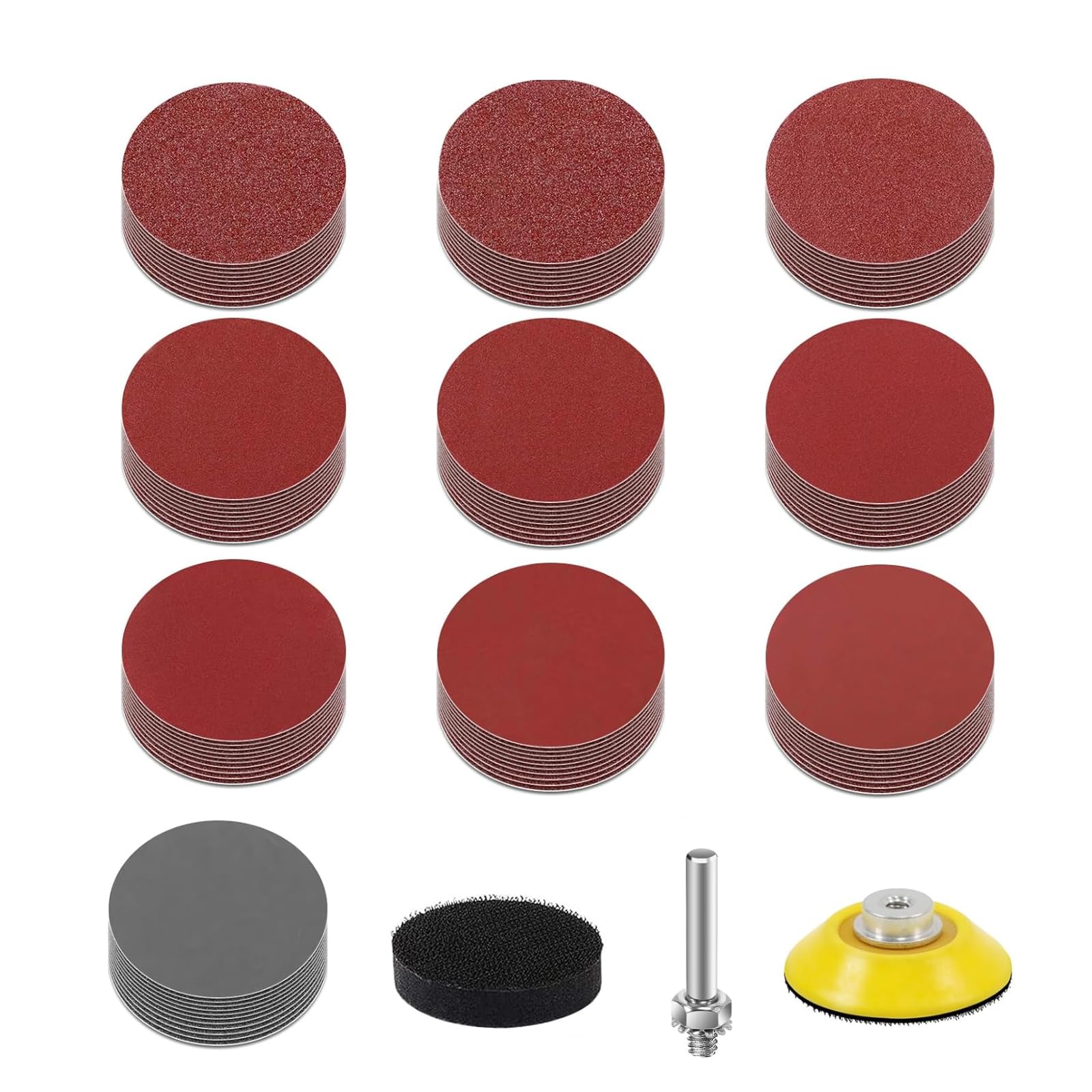 300Pcs 50mm Sanding Disc, 80/180/240/320/400/600/800/1000/2000/3000 Grit