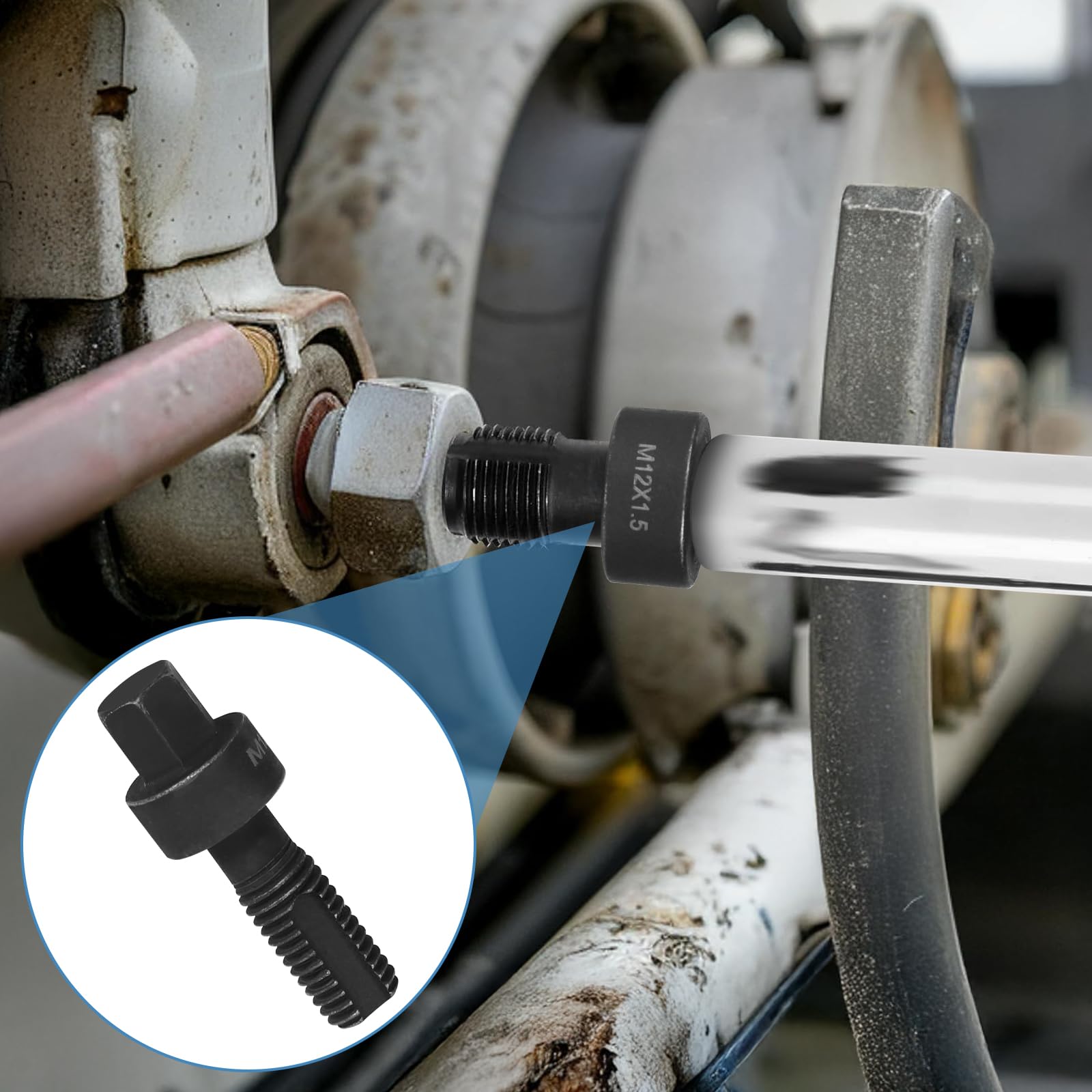 lalago 8 Piezas Juego de Reparación de Roscas, Cortador de Roscas para Pernos y Tuercas de Rueda, Herramienta para Tornillos de Rueda para Pernos de la Rueda y Tuercas de Rueda M12 M14
