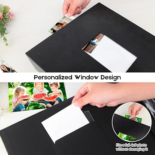 Miniatura 4 de Álbum de fotos de 1000 bolsillos con cubierta de piel de 4 x 6 pulgadas, capacidad extra grande para 1000 fotos horizontales y verticales, páginas