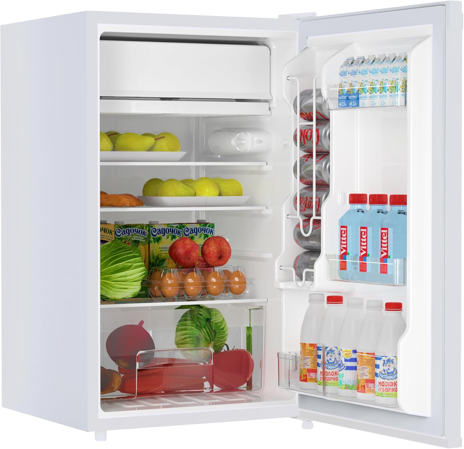 4.3 Cu.Ft Mini Fridge with Freezer, Single Door Refrigerator with Adjustable Thermostat, Mini Compact Fridge for Bedroom, Office, Dorm, RV