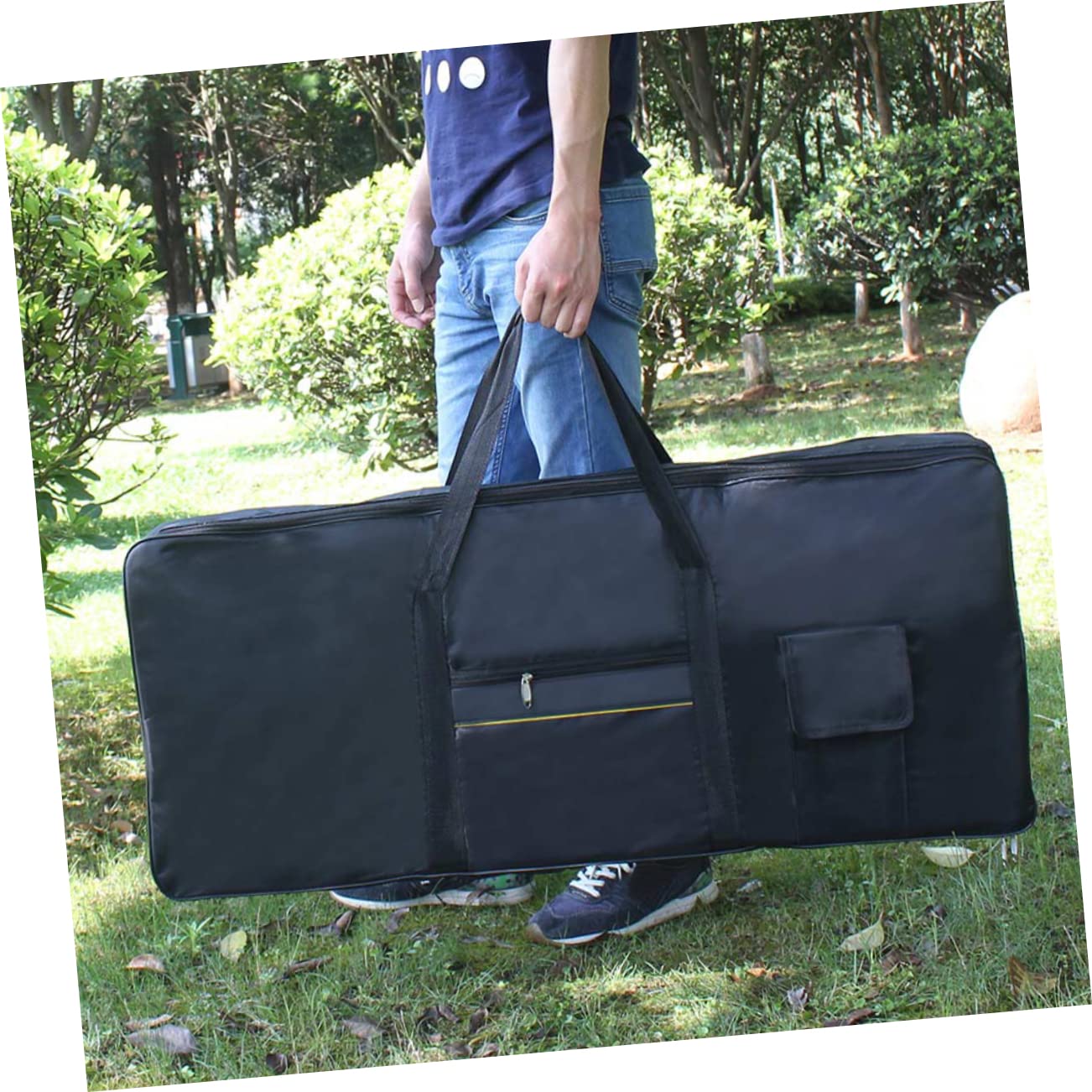 ibasenice Borsa per Tastiera 61 Tasti Oxford Nero, Tracolla Regolabile, Custodia Versatile per Uso come Borsa o Zaino Elegante