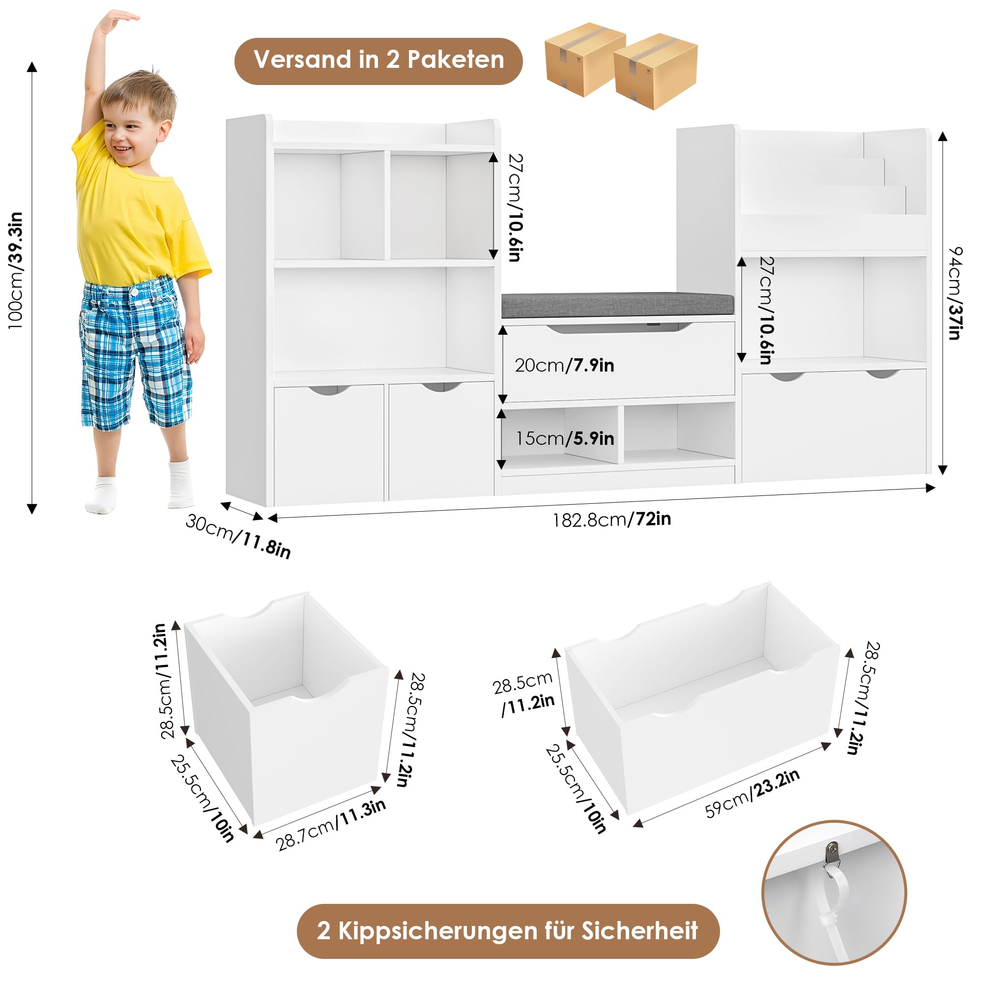 FOREHILL Speelgoedopbergunit kinderboekenkast opbergunit speelgoedorganizer met 8 verwijderbare dozen en opbergplanken voor speelkamer, slaapkamer, woonkamer, roze FOREHILL Speelgoedopbergunit kinderboekenkast opbergunit speelgoedorganizer met 8 verwijderbare dozen en opbergplanken voor speelkamer, slaapkamer, woonkamer, roze