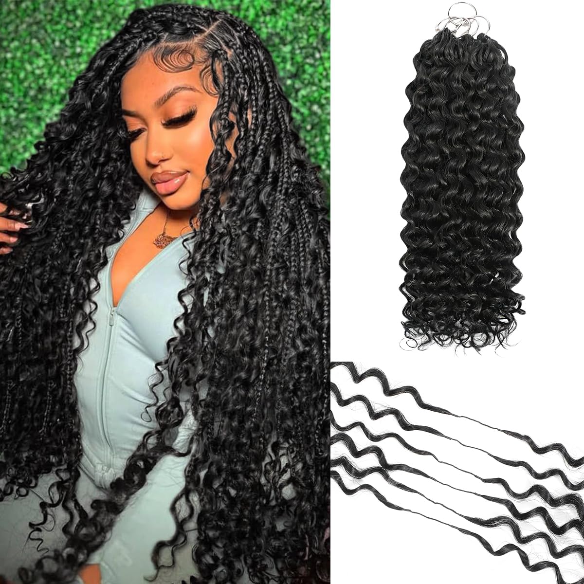 Human Crochet Hair for Black Women 18 Inch 120g Deep Wave Curly Crochet Human Hair Bundles Pre Separated 100 Strands Feather Crochet Human Hair Extensions Invisible Miracle Knots Natural Black
