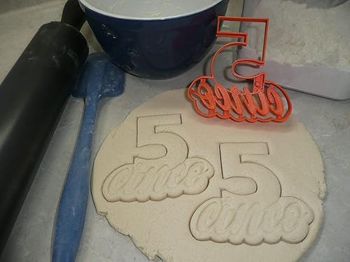Miniatura 6 de NÚMERO CINCO 5 CON PALABRA CORTADOR DE GALLETAS 3D IMPRESO EN USA PR4125