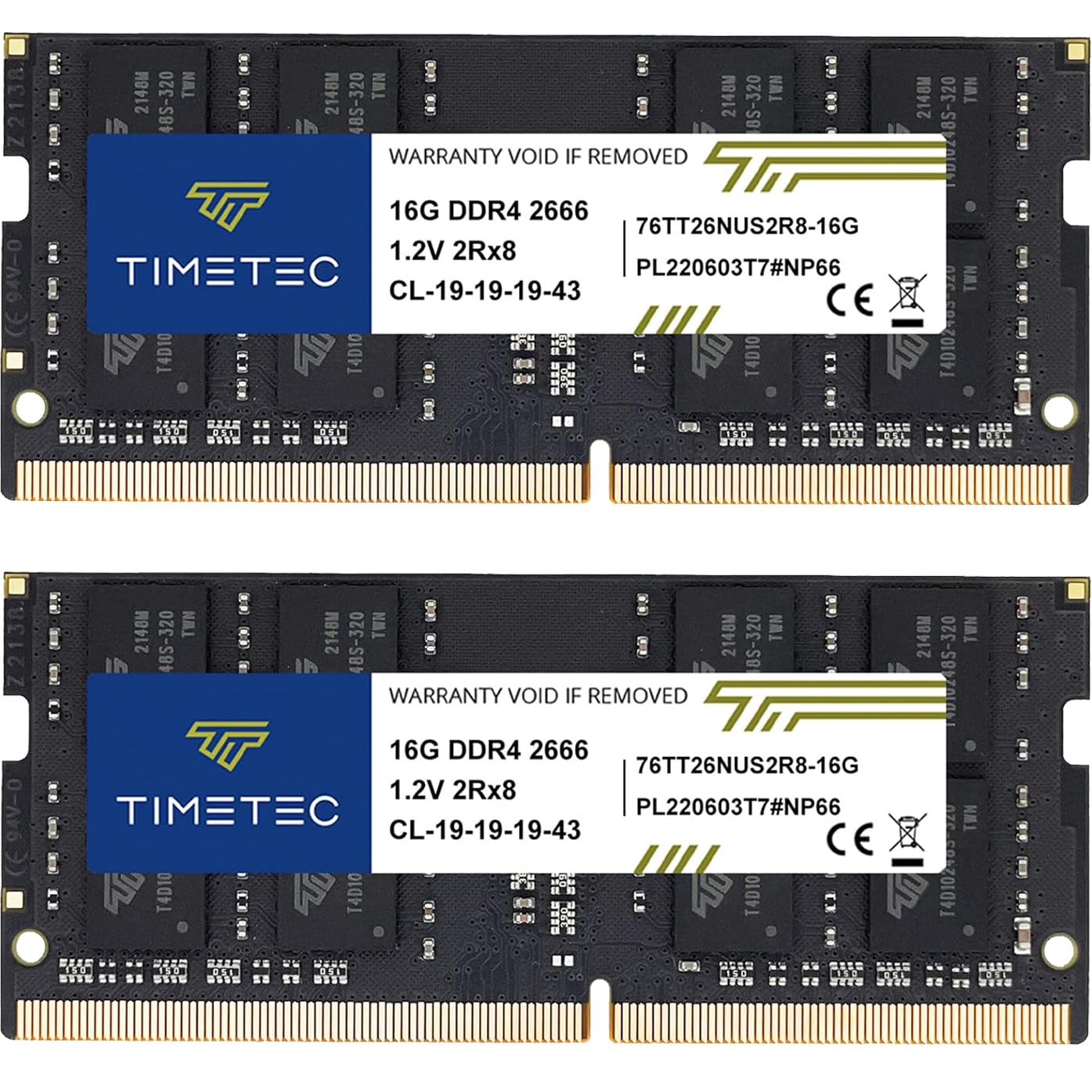 PC4-21300 DDR4 2666 32GB(16×2)PC4-2666V Timetec 32GB KIT (2x16GB) DDR4 2666MHz (PC4-2666V) PC4-21300