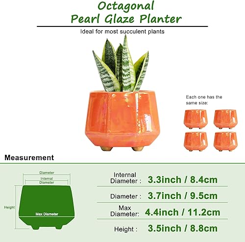 Miniatura 2 de Maceta de cerámica de 6 pulgadas + 4 pulgadas para plantas de interior, macetas con orificio de drenaje, maceta minimalista moderna para suculentas