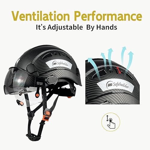 Miniatura 2 de SAFEBUILDER Casco de seguridad industrial con visera orejeras casco duro con visera ventilada, protección para la cabeza de trabajo de construcción,