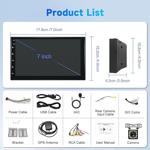 Miniatura 7 de Radio Android de 7 pulgadas con pantalla táctil estéreo de coche doble DIN con navegación GPS, Bluetooth, WiFi, DSP, iOS Phone Mirror Link, Radio FM