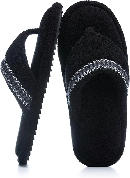 GOEWY Flip Flops House Slippers for Women Indoor House Shoes with Soft Terry Cloth Ladies Thong Slippers with Non-Slip Sole and Memory Foam