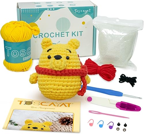 Toscayat Kit de ganchillo para principiantes para adultos y niños, kit de ganchillo Amigurumi para principiantes con video tutorial paso a paso, kit