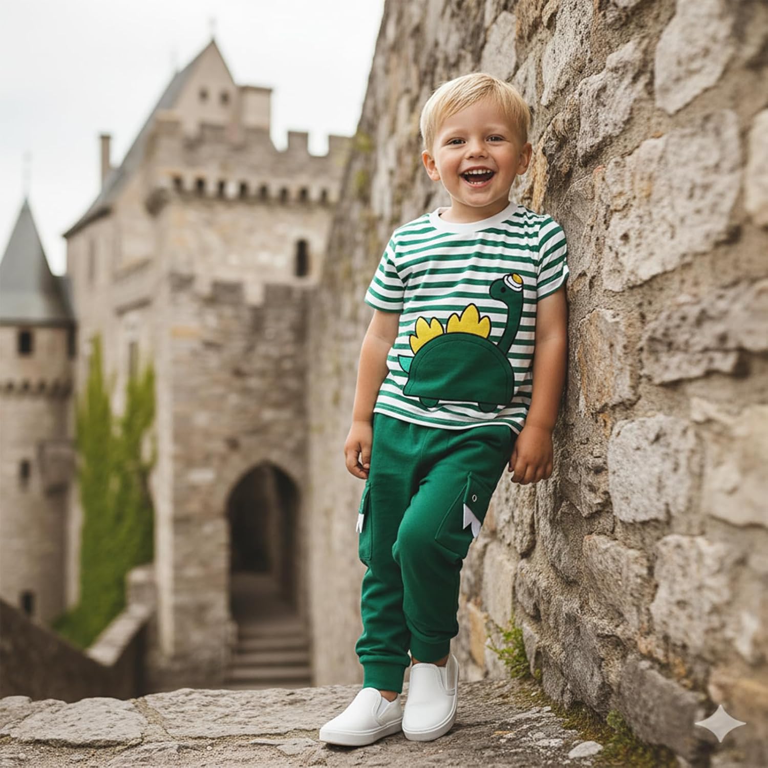 Toddler Baby Boy Summer Outfit Dinosaur Striped Short Sleeve Shirt Matching Pocket Pants Set Boys Clothes Outfits - Image 6