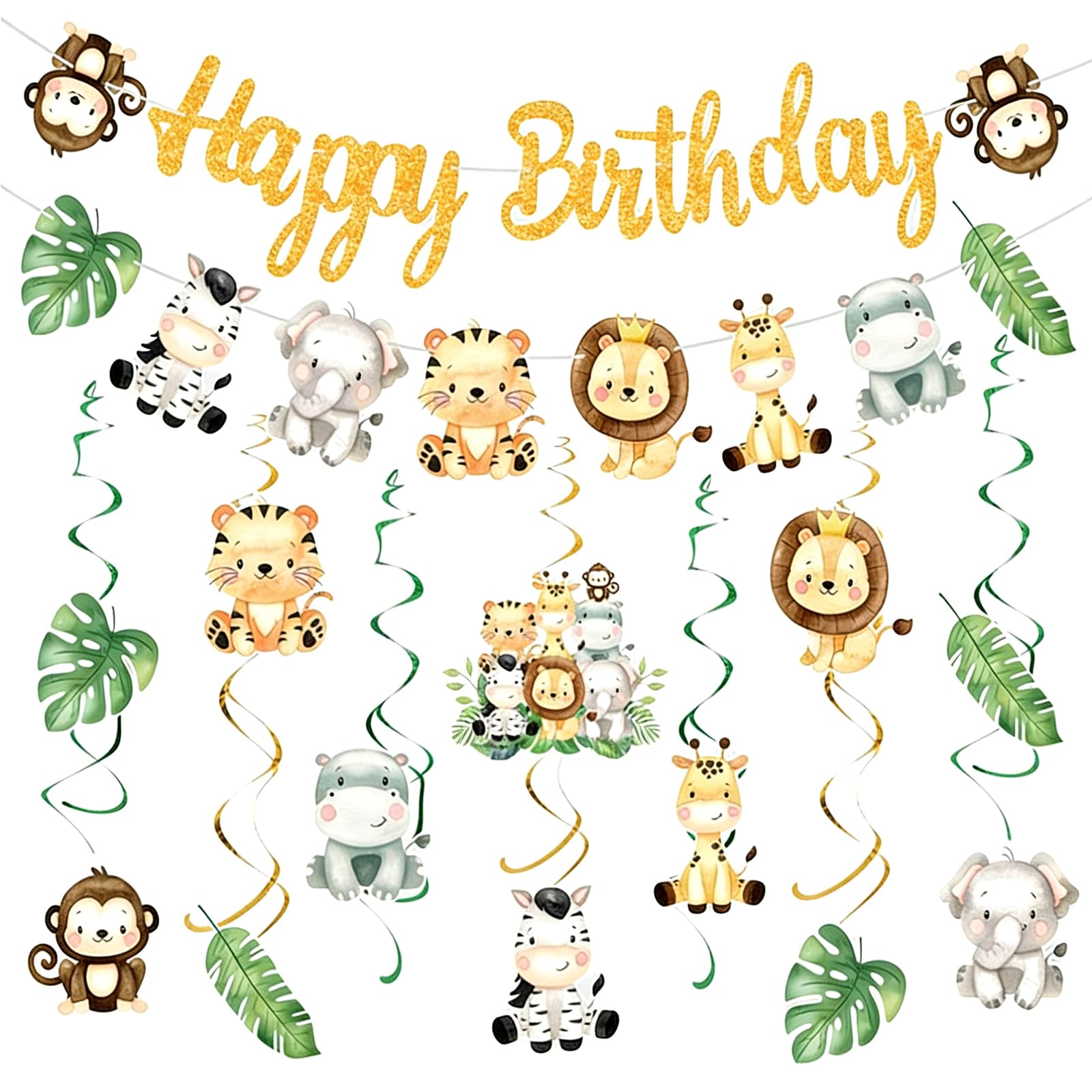 Jungle Theme Party Decorations Safari Birthday Hanging Swirl Birthday Party Decorations Jungle Animals Party Decorations for Kids Birthday Baby Shower and Jungle Safari Celebration