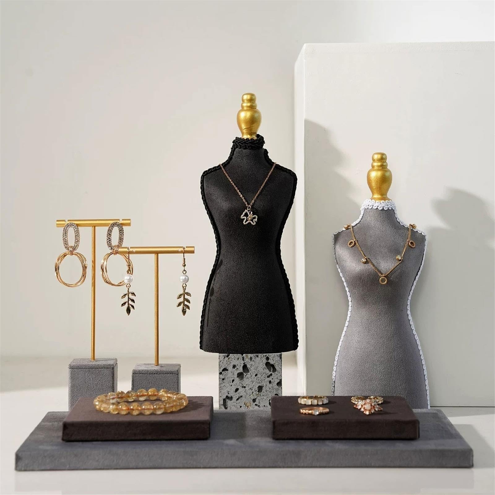 WZGWDC Soporte para presentación de joyería, 8 Uds., Busto de maniquí, Soporte para joyería, Conjunto de Soporte de exhibición