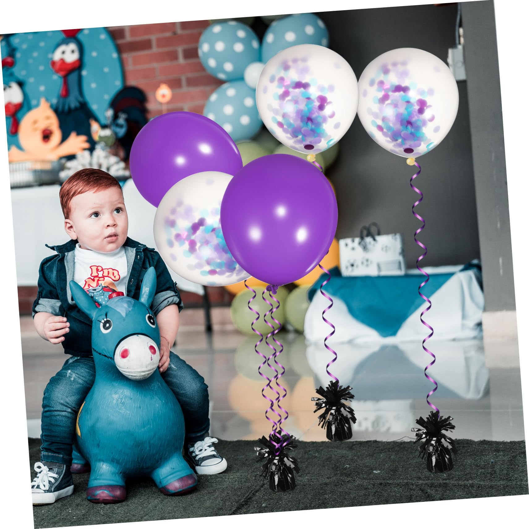 8 Pezzi Pesetti per Palloncini in Pet Nero, Blocchi di Peso per Palloncini Design Lucido, Riutilizzabili per Compleanno e Decorazioni Festa
