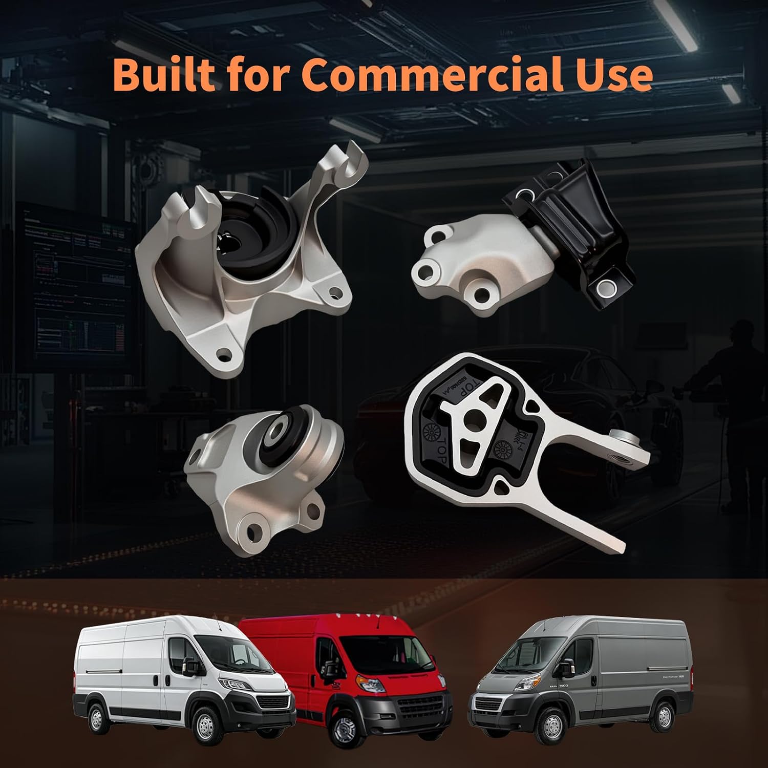 Engine Motor Transmission Mount Kit for Ram ProMaster 1500 2500 3500 2014-2021 3.6L V6, Heavy Duty Replacement, Reduces Vibration, OE# 68185879AA 68157407AC 68157408AA, Complete 4PCS Set