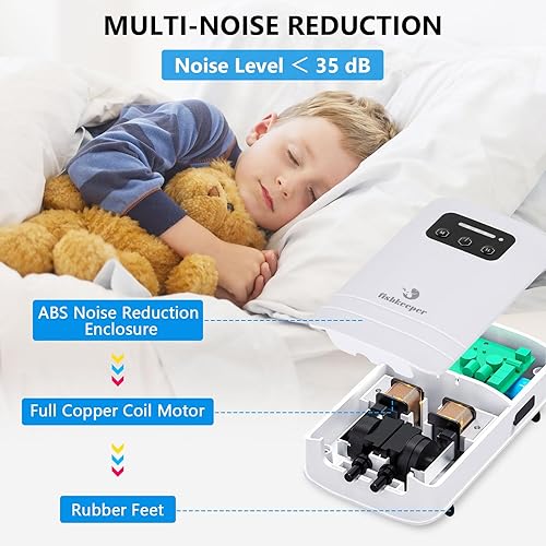 Miniatura 7 de fishkeeper Bomba de aire de acuario alimentada por batería, aireador recargable por USB, bomba de aire para tanque de peces para 5-125 galones,