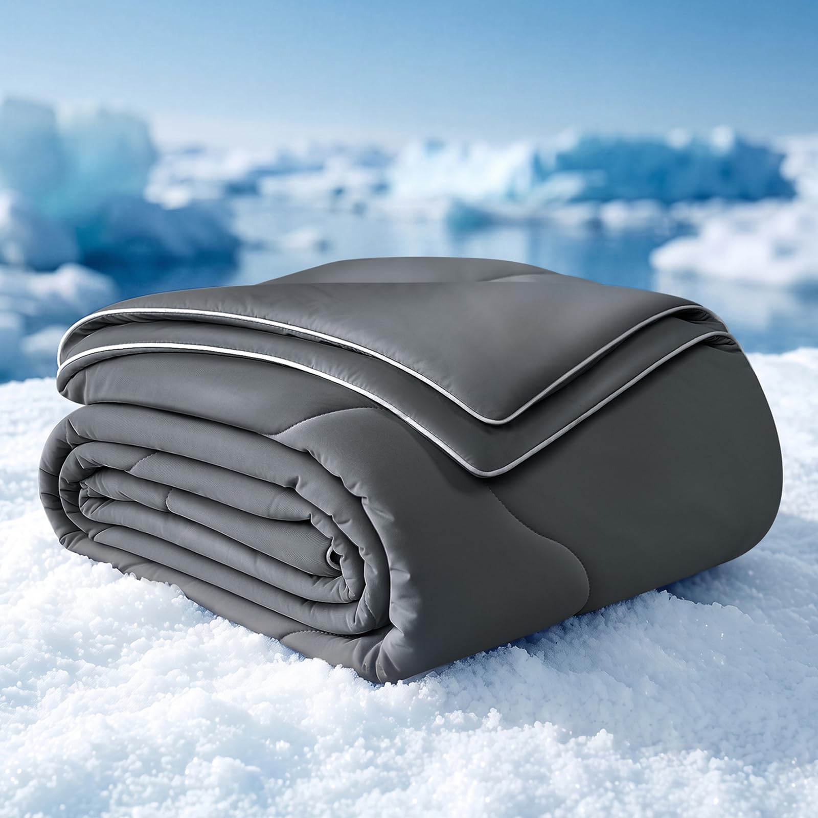 EASELAND Cooling Comforter Queen Dark Gray
