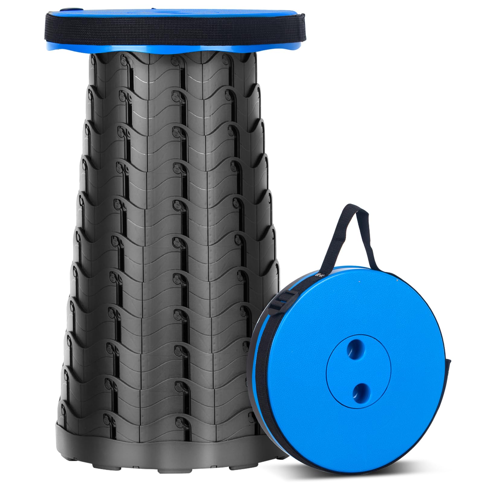 Taburete Plegable Portátil, Banqueta Plegable Camping Altura Ajustable 6,5-45 cm, Silla Plegable Ligera para Exteriores, Senderismo, Pesca, Barbacoa, Viajes, Carga 180kg /397lb