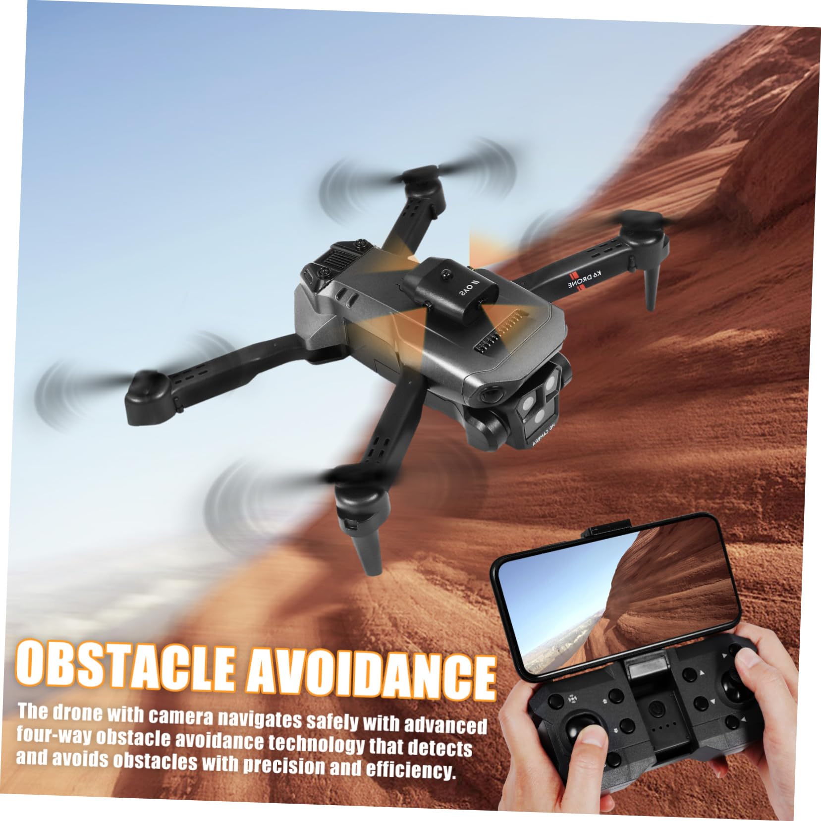 Drone Pieghevole Max con Tripla Fotocamera per Adulti Nero | 1800mah 3.7v, Lente Elettrica Regolabile 150°, Funzioni Acrobatiche e Decollo/atterraggio One-touch