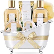 Gift Baskets for Women, Spa Luxetique 8 Pcs Vanilla Mothers Day Gifts for Mom, Birthday Bath and Body Set, Self Care Kit for Her, Including Bubble Bath, Shower Gel, Body Lotion