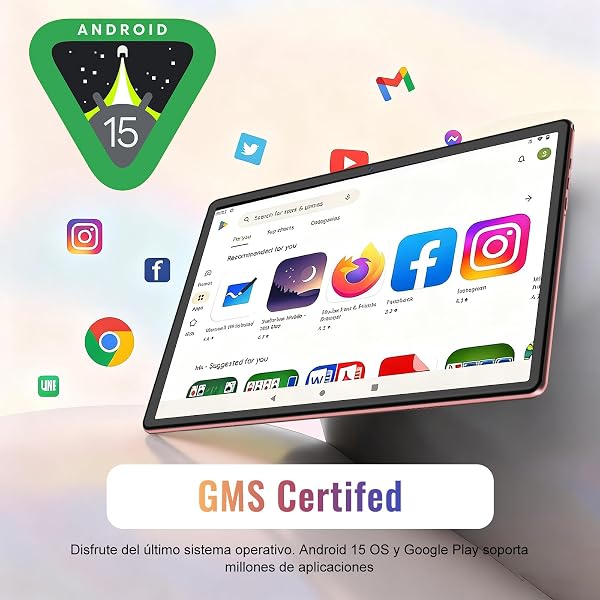 Android 15 Tablet 10 Pulgadas 30GB RAM+64GB ROM (2TB/TF), Gemini AI, Octa-Core 2.0Ghz, 1080*800 FHD IPS, Standby Extra Largo, 5G WiFi, Widevine L1, 5MP+13MP, Face ID, GMS, Tableta con teclado,Oro Rosa - 3