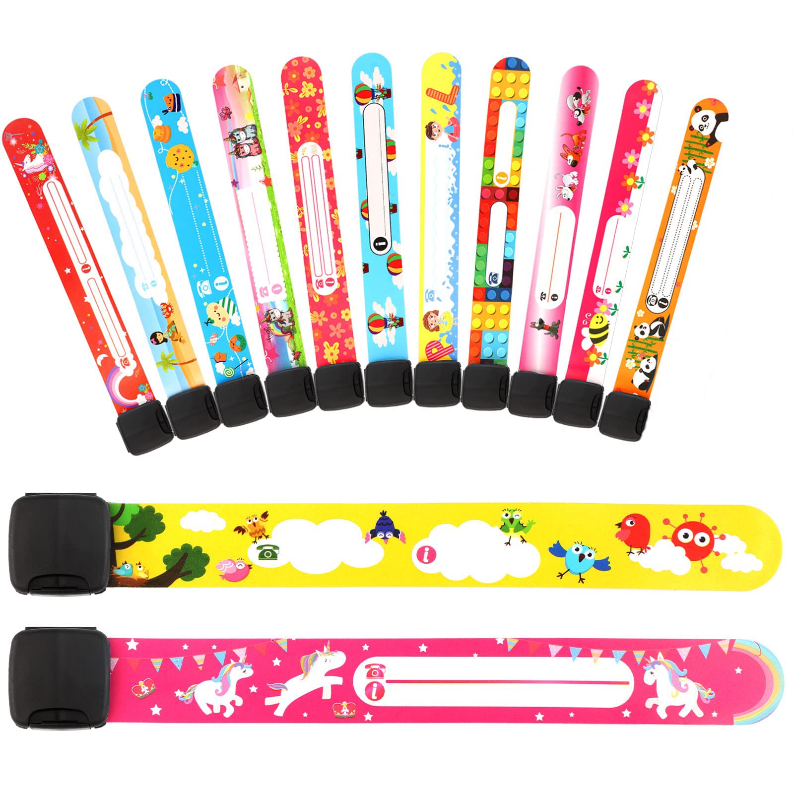 Children Safety ID Wristband Reusable Identification Bracelets Waterproof ID Band Safety Wristband for Boys and Girls Outdoor Activities Anti-Lost Identification Bracelet Information Band (13 Pcs)