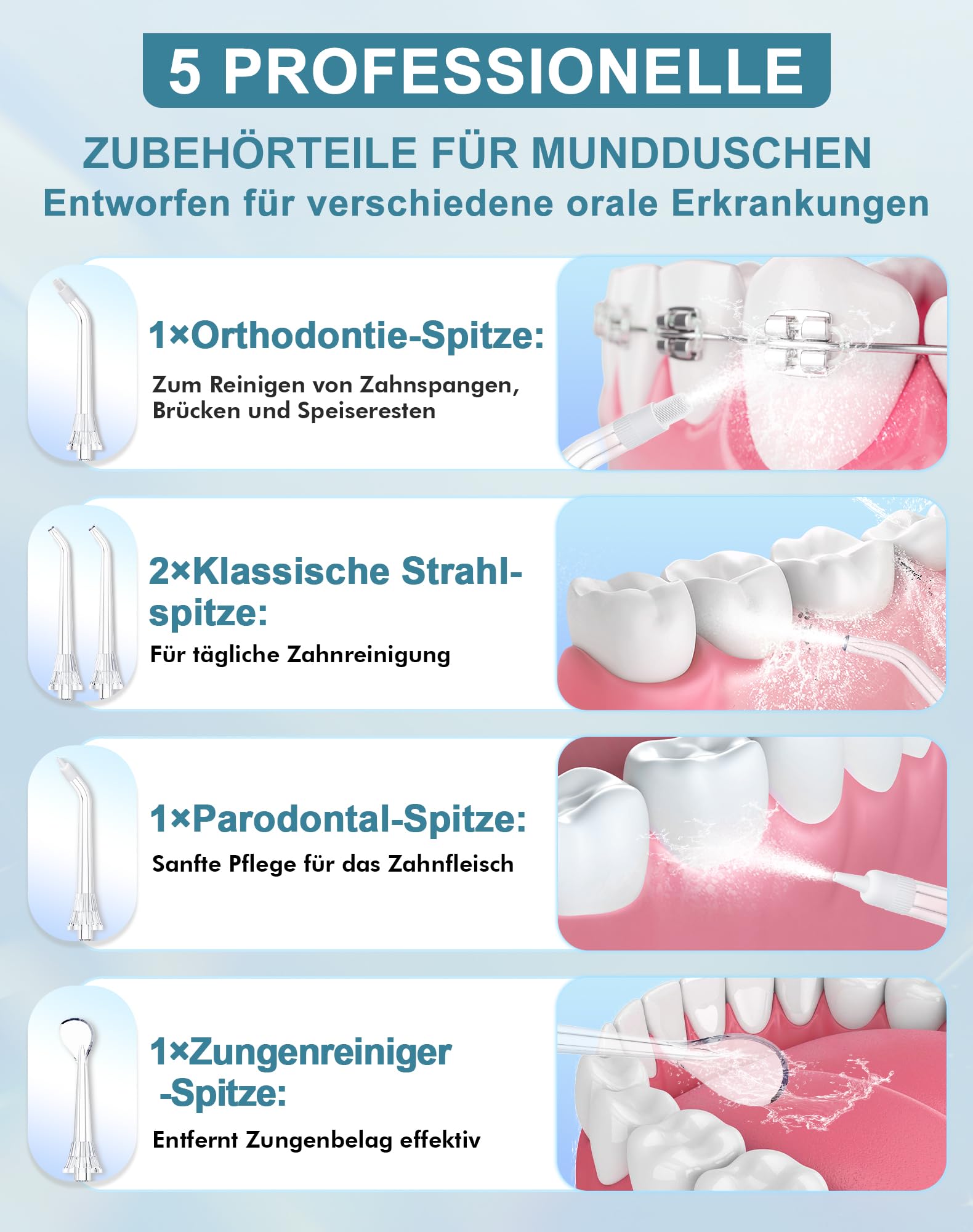 Irrigador Dental Portatil DIY, Irrigador Bucal Inalámbrico 5 Modos y 3 Intensidades, Depósito 300 ml y Base Extraíble, Carga USB, Impermeable IPX7, Sin BPA, Silencioso, para Viajes y Hogar