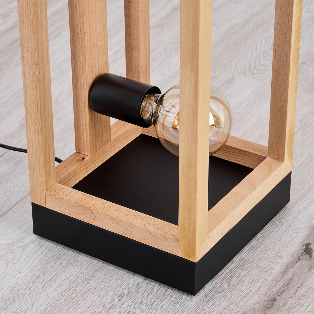 Stehleuchte Ottersta, Stehlampe aus Holz/Metall in Naturfarben/Schwarz, Leuchte im modernen skandinavischen Design, Höhe 102,5 cm, mit Fußschalter, 5-flammig, 5 x E27, ohne Leuchtmittel