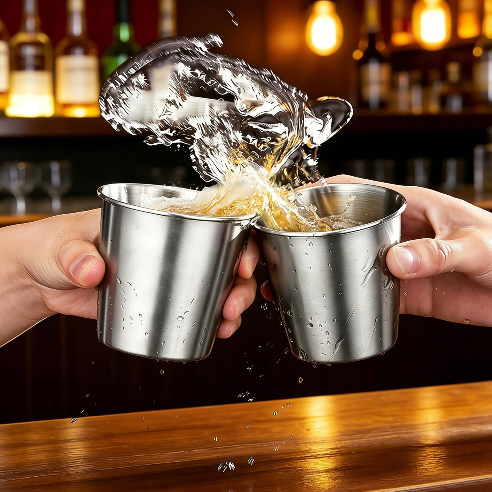 15 Stück Edelstahlbecher 260 ml, Edelstahl Becher Set, Camping Becher, Stapelbar Trinkbecher Schnapsbecher Metallbecher Bierkrüge, Edelstahl Tassen für Zuhause, Restaurant, Party, Picknick
