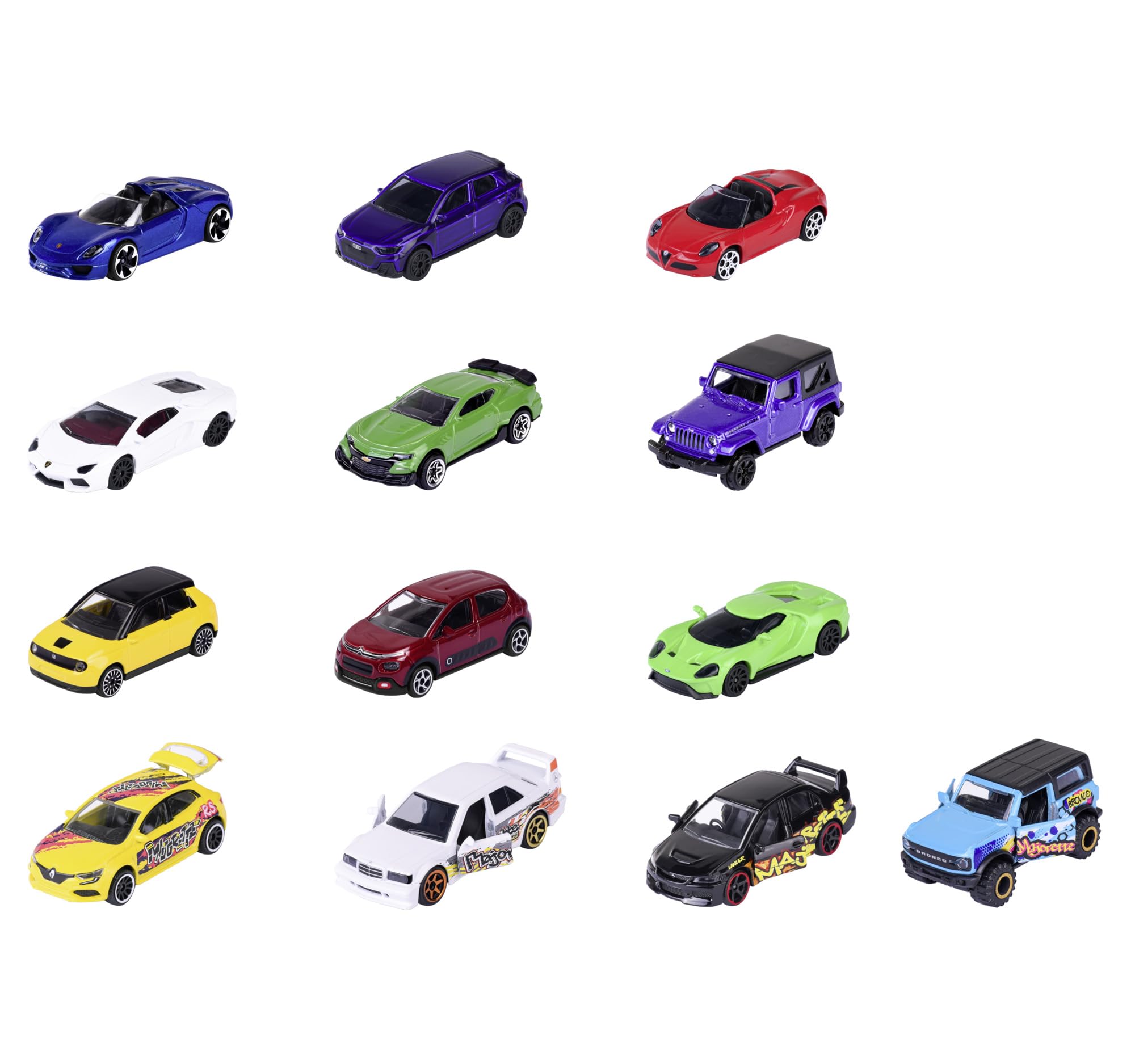 Majorette Auto-Set 9+4 Limited Edition 11 (13 Autos) - Mega-Pack mit 9 Street Cars und 4 Modellautos im Graffiti-Look, Spielzeugautos aus Metall für Sammler und Kinder ab 3 Jahre, je 7,5 cm