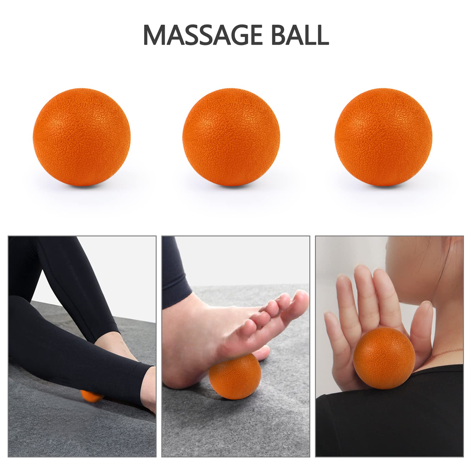 Krightlink 5 in1 Foam Roller Set, High Density Deep Tissue Massager for Muscle Massage, Massage Roller, Massage Ball, Resistance Band for Whole Body Physical Therapy Deep Muscle Massage (Purple): Orange