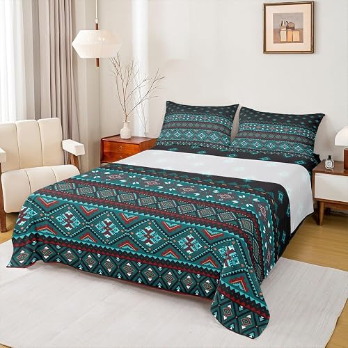 Vintage Boho Stripes Sheet Set,Western Tribal Bedding Set 4P
