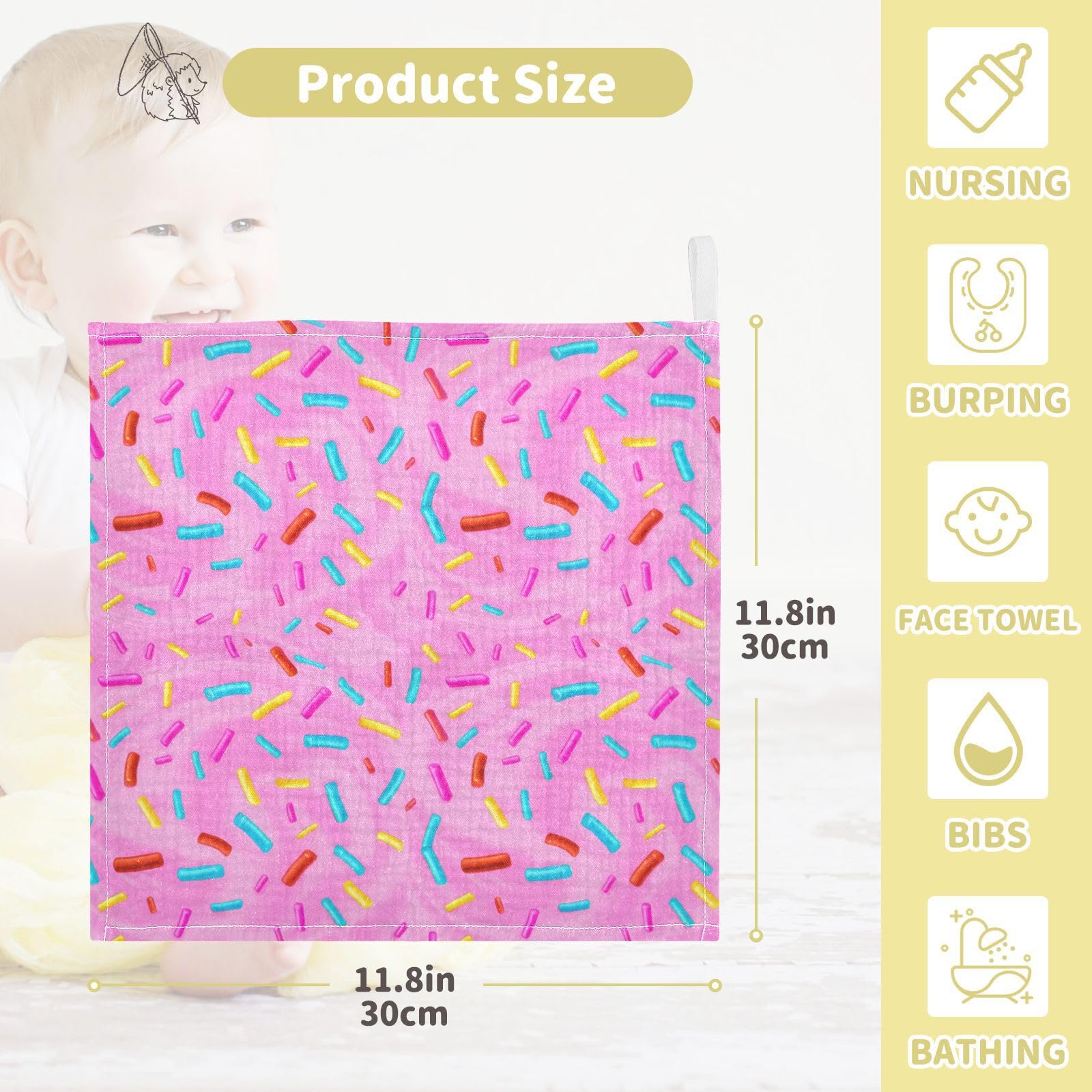 Kigai Pretty Flamingo Baby Washcloths,5pcs Ultra Soft Absorbent Towel,Newborn Bath Face Towel, Natural Reusable Baby Wipes for Sensitive Skin, Baby Registry as Shower