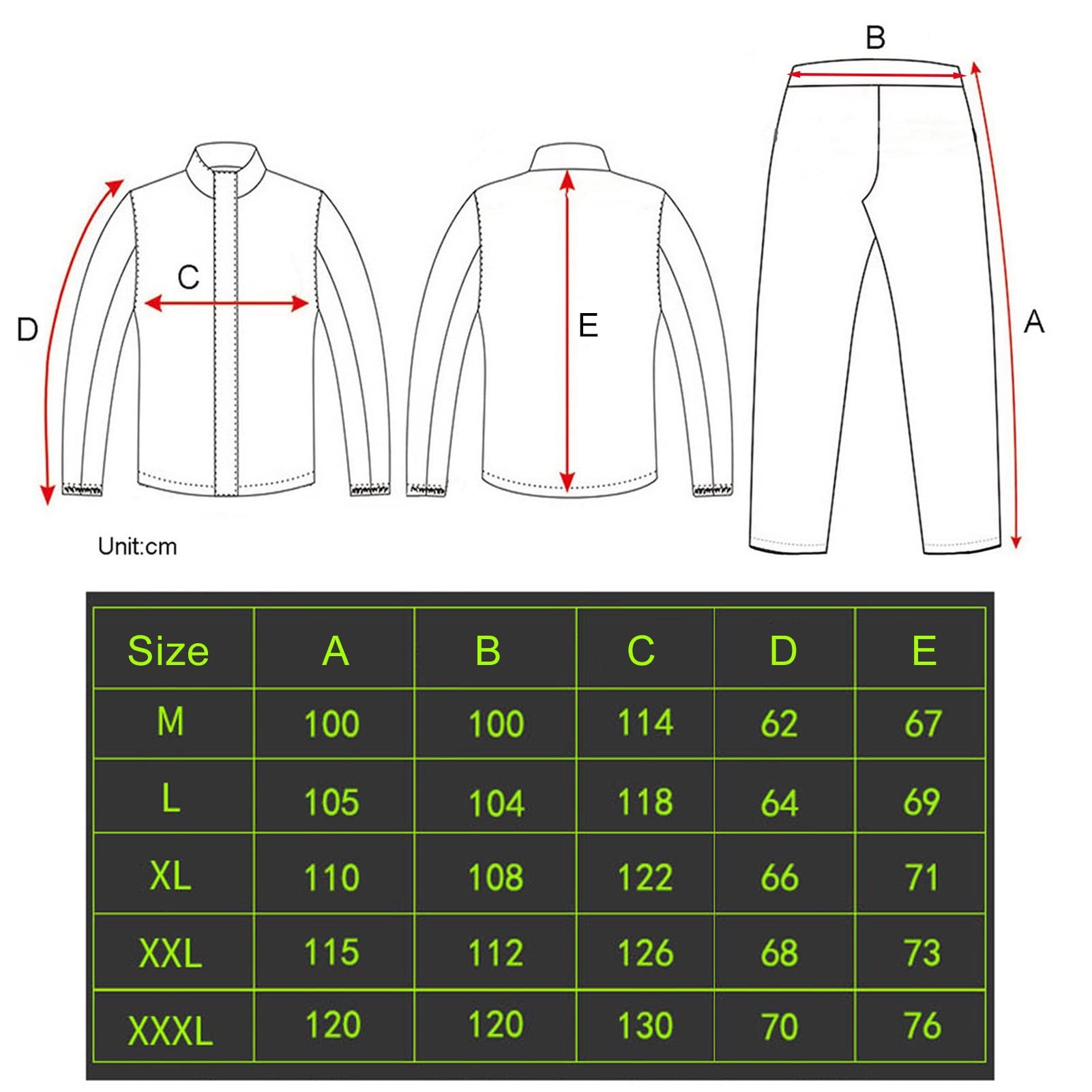 Uomo Giacca da pioggia in bicicletta, impermeabile antivento (giacca di ingranaggi a pioggia e tuta pantaloni, impermeabile, traspirante per escursioni, viaggi, all'aperto, camping - M/l/xl/xxl/3xl