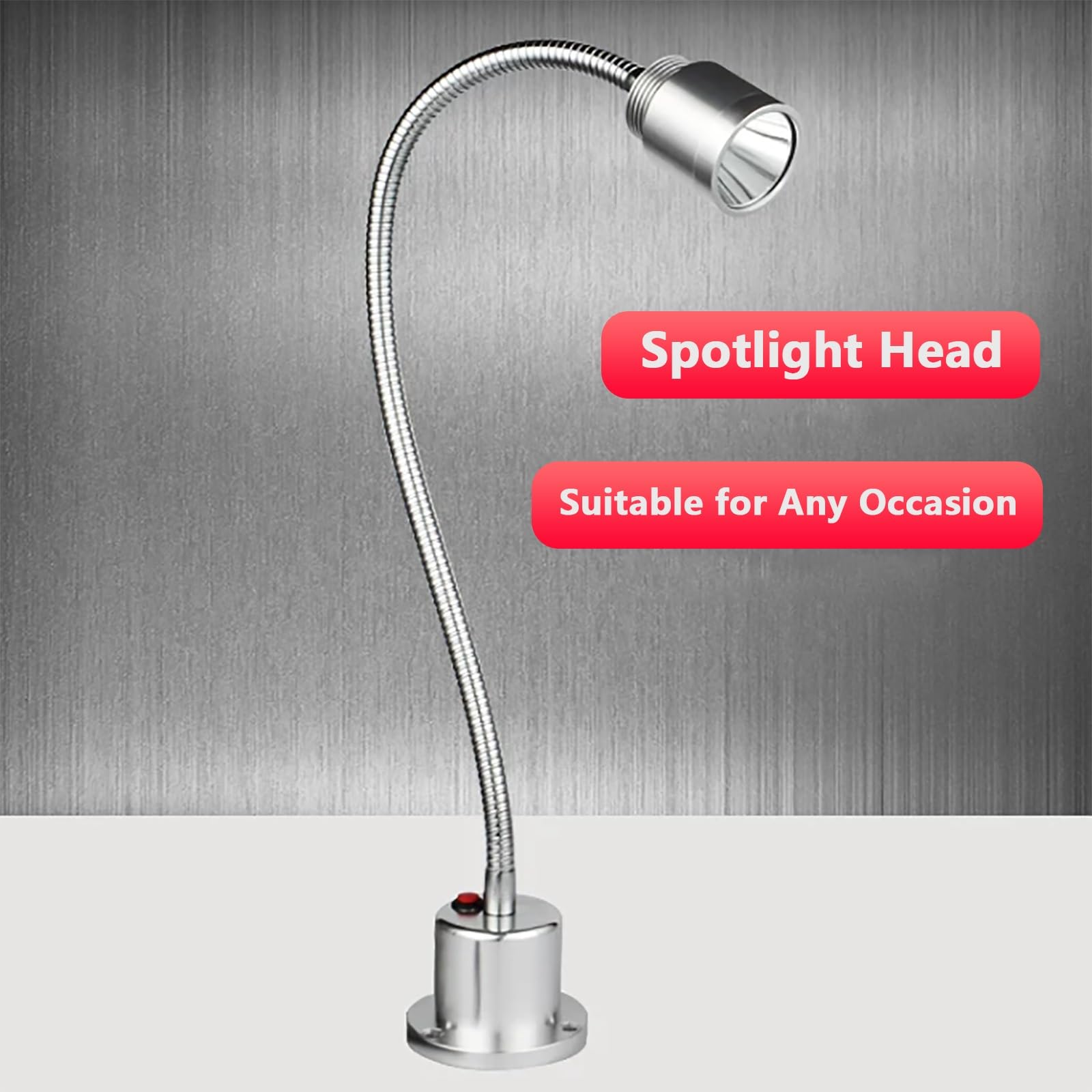 Lampada da Lavoro da 5 W, Lampada Flessibile a Collo D'oca da 24-36 V, Base con Fissaggio a Vite, per Torni, Banchi da Lavoro e Macchine da Cucire