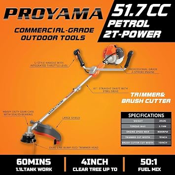 PROYAMA 51.7cc Gas Powered Weed Eater Trimmer, Heavy Duty Brush Cutter