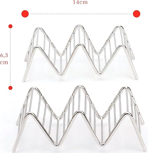 Miniatura 3 de Juego de 2 soportes apilables de acero inoxidable de alta calidad, cada estante tiene capacidad para 2 o 3 tacos duros o suaves, cinco estilos