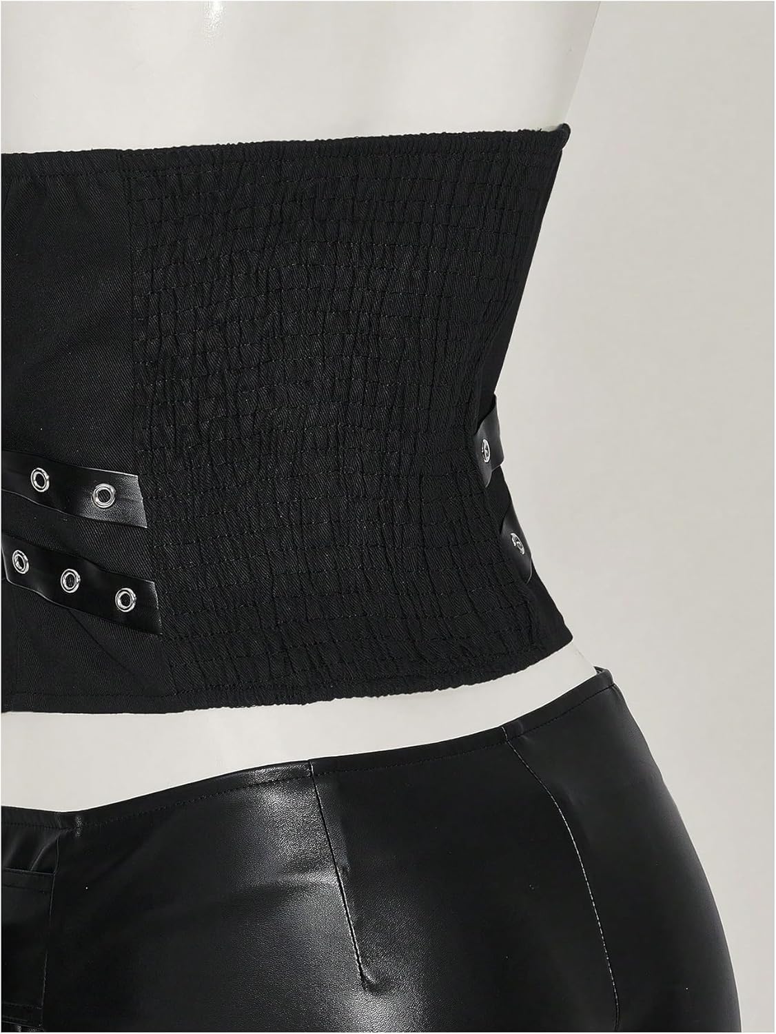 WDIRARA Women's Zip Up Halter Top Grommet Sleeveless Backless Goth Punk Tank Tops - Image 5