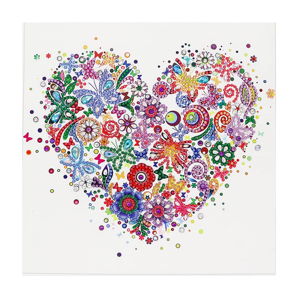 LUSandy DIY 5D Heart Diamond Painting by Number Kits for Adults Special Shaped Partial Drill Crystal Rhinestone Butterfly Flowers Heart Diamond Art for Home Wall Decor Gift 12 x 12 inch