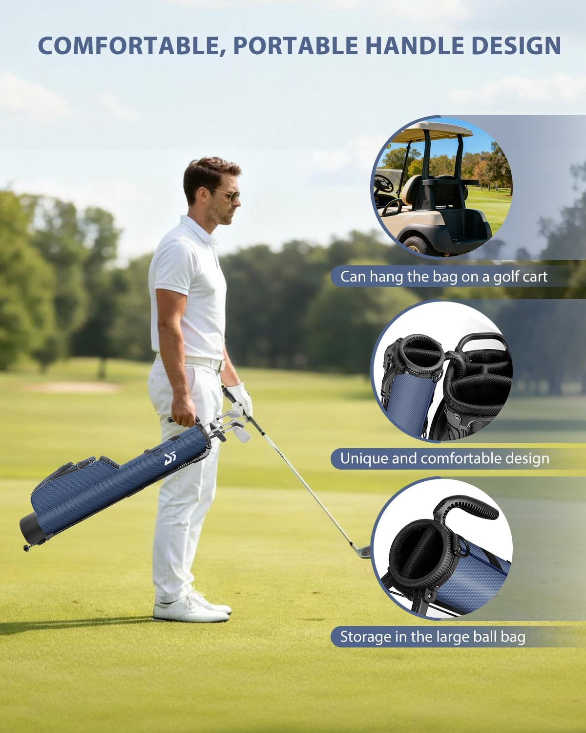 Lightweight Golf Stand Bag with Cooler Pocket, Small Sunday Golf Carry Bag for 6–8 Clubs, Compact and Portable for Men & Women - Image 5