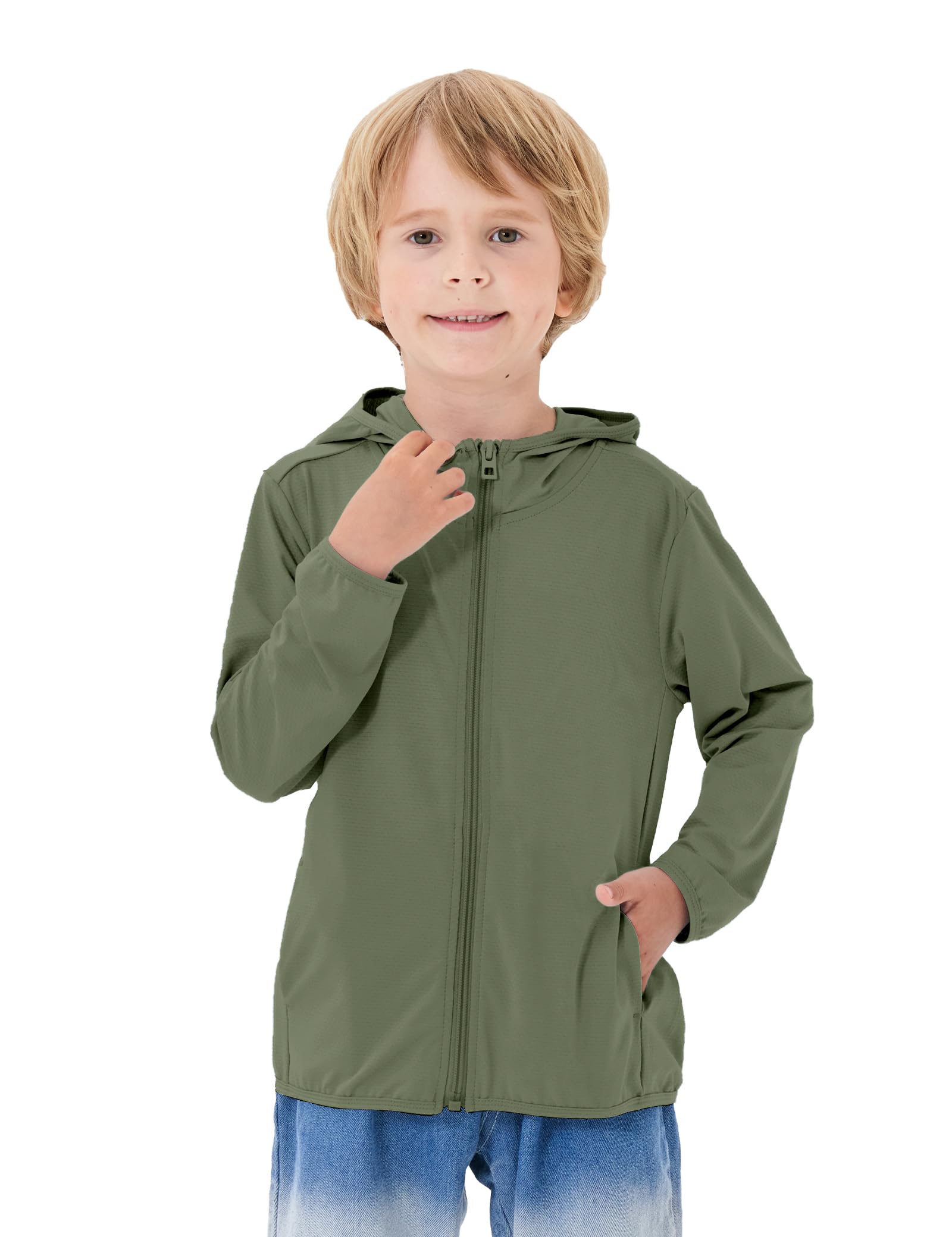 TAGIHOO Kids Sun Protection Hooded Zip Jacket for Boys Girls
