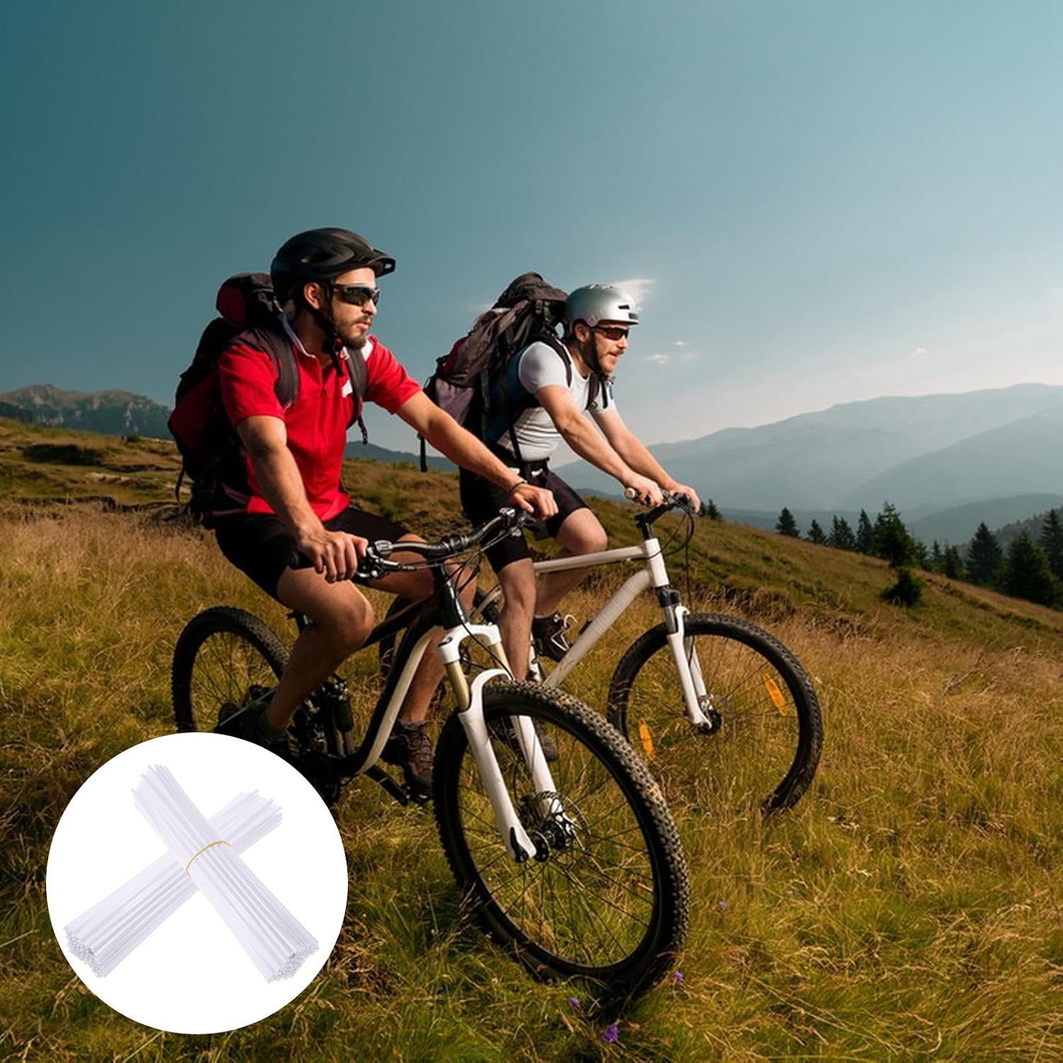 Spoke Skins Spoke Covers, 72 Pcs White Bike Wheel Spoke Skins Universal Reflective 8-21 Inch Rims Decoration Protector for Dirt Bike, Bicycle, Wheelchair, Motorcycle