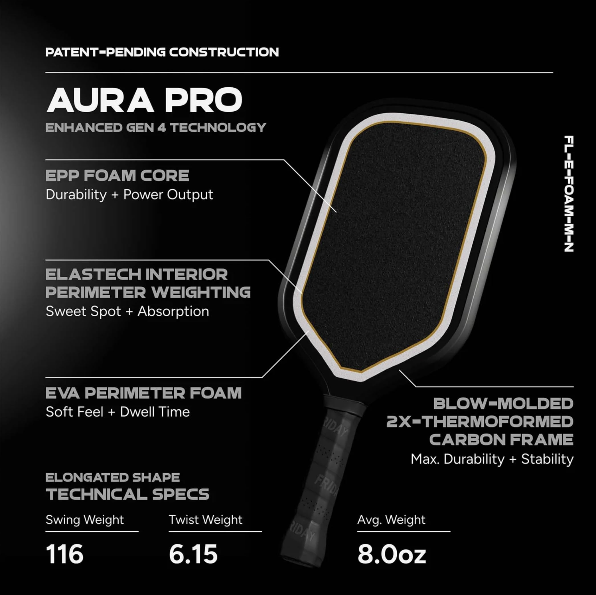 Amazon.co.jp: FRIDAY Aura Pro ピックルボールパドル (Gen IV