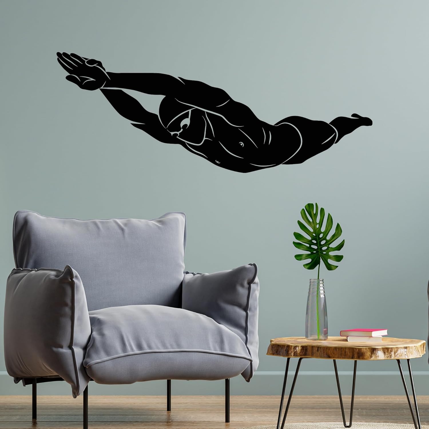 Vinyl Wall Decal Swimmer Swimming Pool Water Sports Stickers Large Decor (2172ig) Black