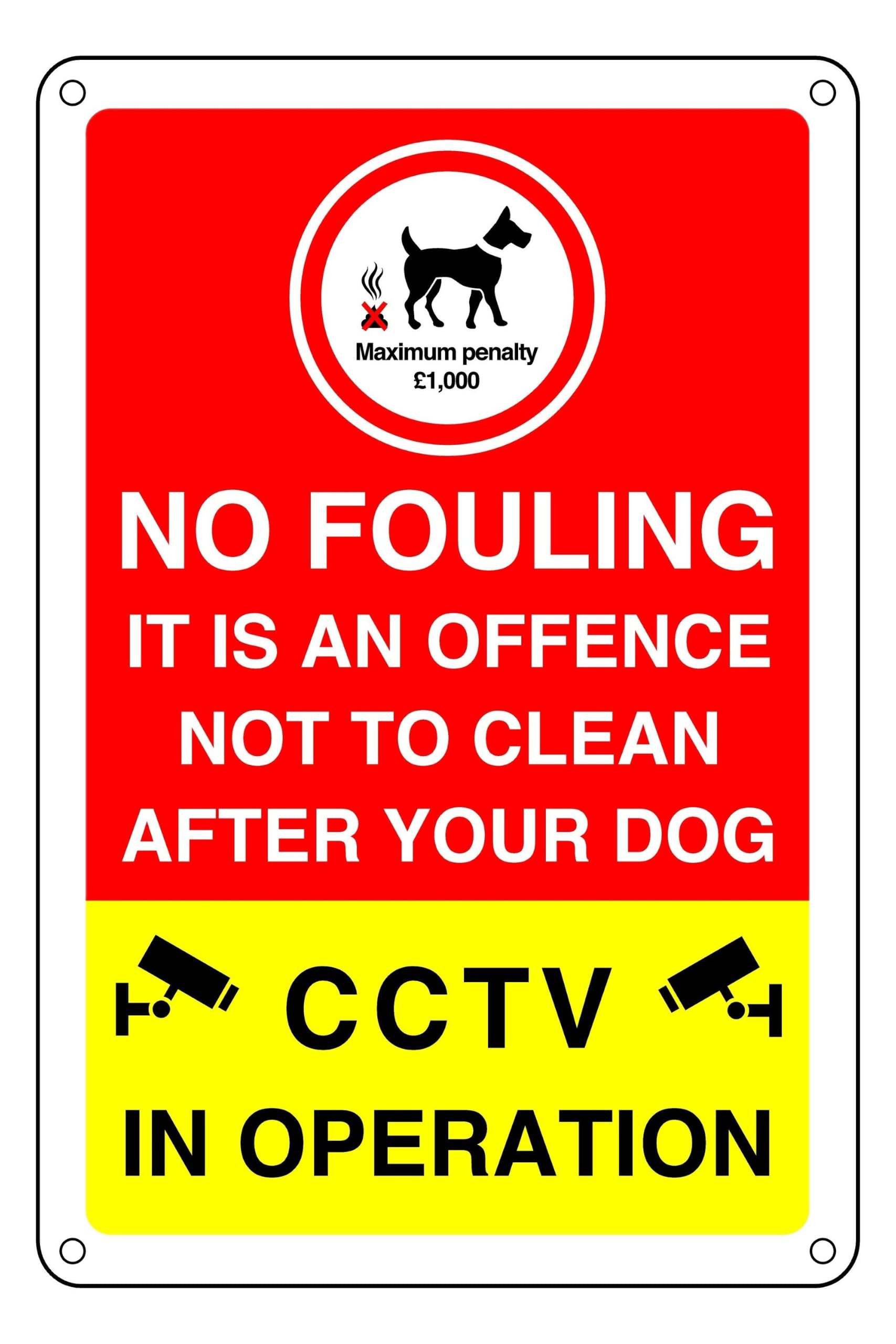 No Fouling It Is An Offence Not To Clean After Your Dog Sign - Pre-Drilled 1.2mm Rigid Plastic, Weatherproof Indoor & Outdoor (300 x 200mm)