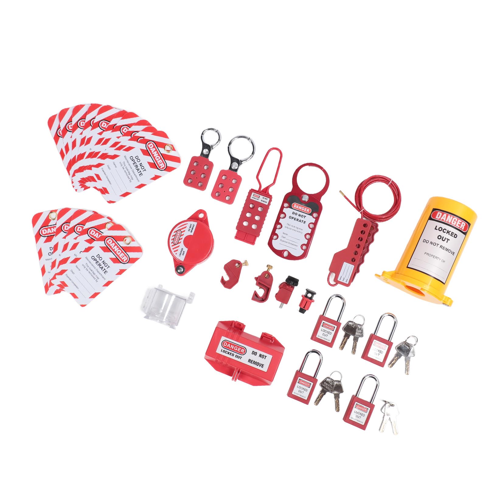 Leapiture Lockout Tagout Kit Circuit Breaker Locks Hanging Buckles and Keys Set for Industrial Electrical Security System Red