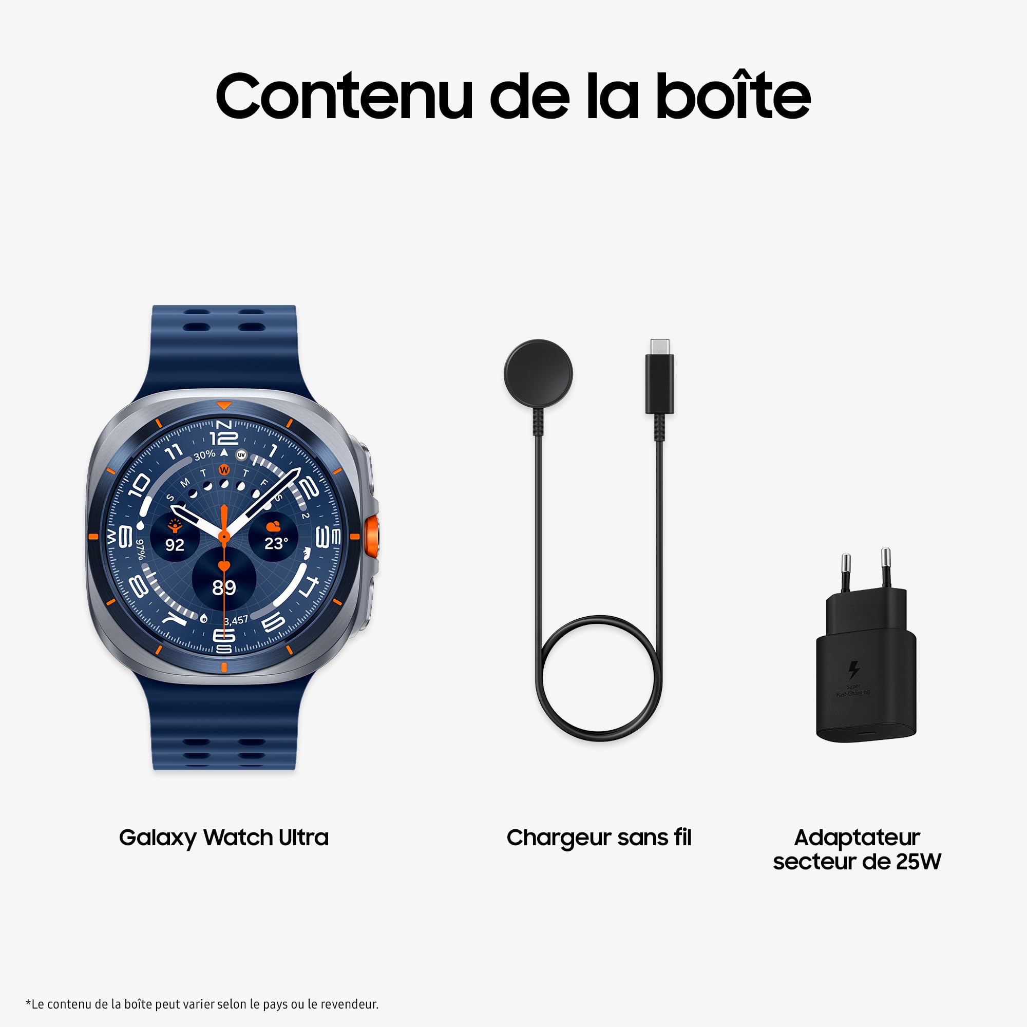 Samsung Galaxy Watch Ultra (2025), Montre Connectée, Bouton d'action, Galaxy AI, GPS Double fréquence, 4G, 47mm, Bleu Titane, Chargeur Secteur Rapide 25W Inclus, Version FR
