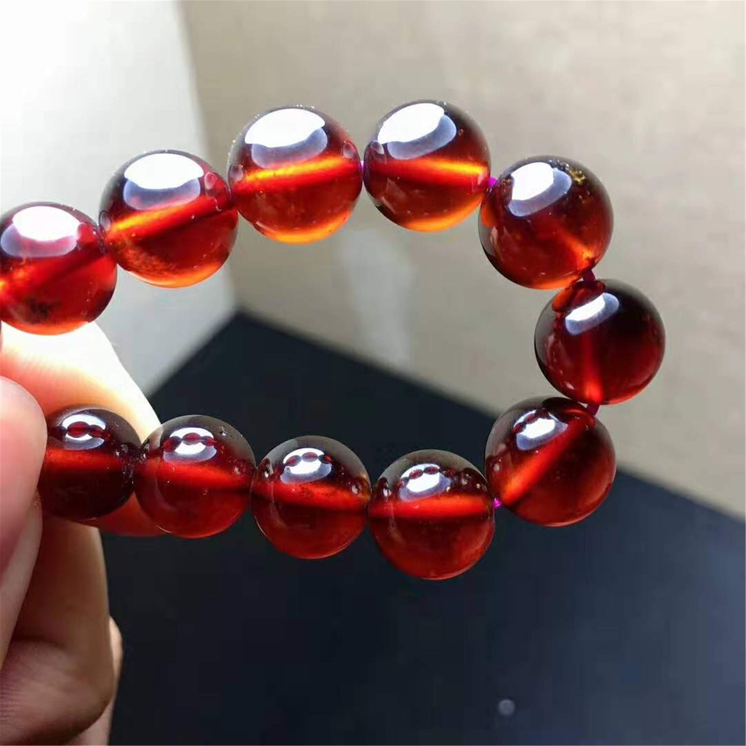 クリスタルオレンジビーズブレスレット