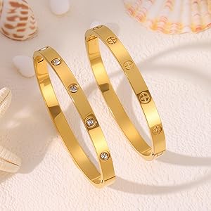 アクセサリー K18 gold bangle 18K, 18ct, 18 Carat Set of 6 XL Lady's Gold Filled Bangles