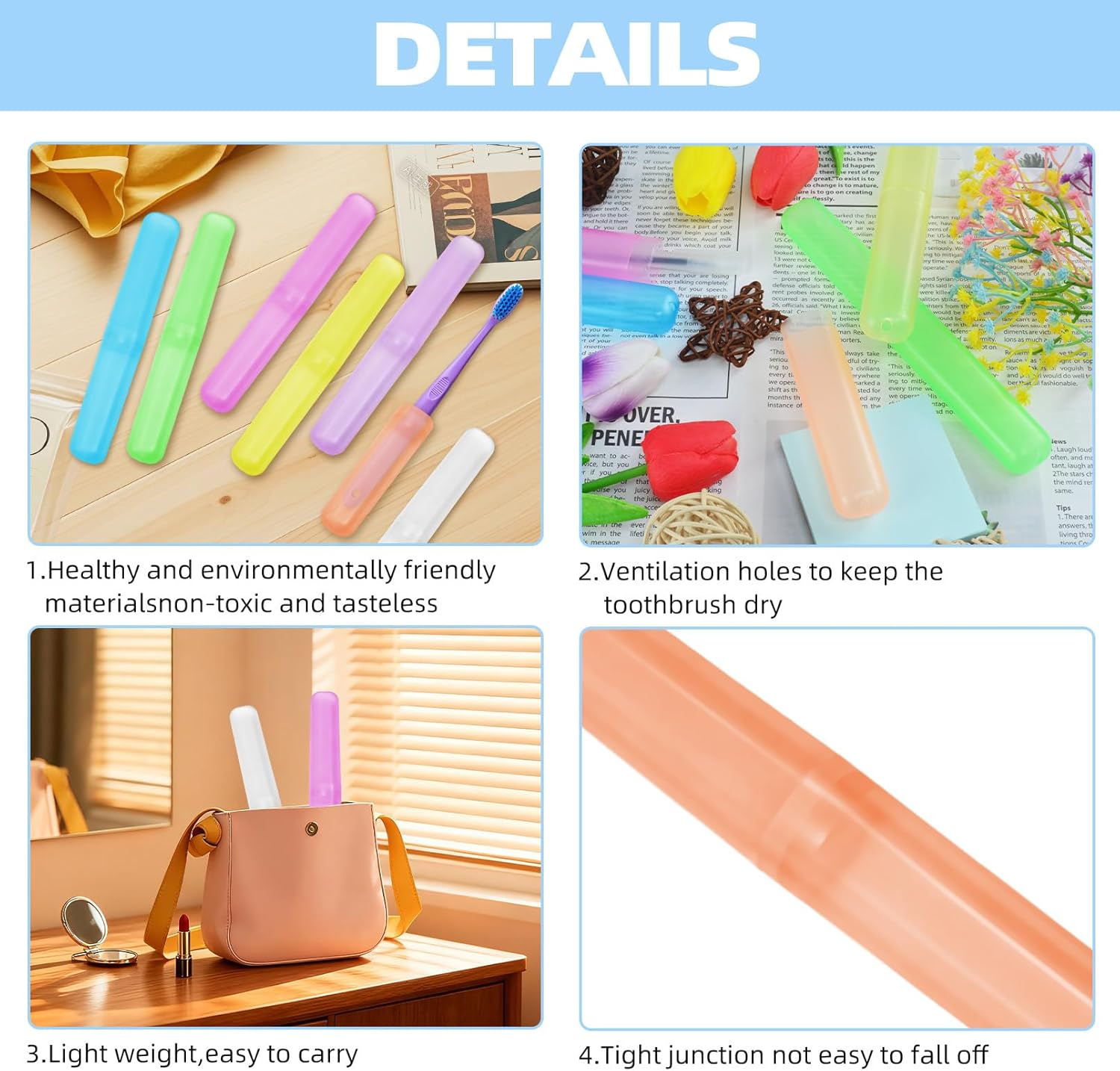 21 Pcs Travel Toothbrush Holder Plastic Toothbrush Case Breathable Portable Toothbrush Container Storage Dust-Proof Toothbrush Holders for Travel Home Camping School Business (7 Colors)